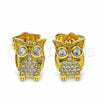 Arete Dormilona 02.344.0036 Oro Laminado, Diseño de Búho, con Blanca Zirconia Cubica, Pulido, Tono Dorado