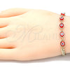 Pulsera Elegante 03.63.2087.1.08 Oro Laminado, Diseño de Ojo Griego, Resinado Rojo, Tono Dorado (04 MM Thickness, 8 Inches Length)
