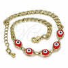 Pulsera Elegante 03.63.2087.1.08 Oro Laminado, Diseño de Ojo Griego, Resinado Rojo, Tono Dorado (04 MM Thickness, 8 Inches Length)