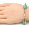 Pulsera Elegante 03.63.2091.08 Oro Laminado, Diseño de Concha, Esmaltado Turquesa, Tono Dorado (04 MM Thickness, 8 Inches Length)
