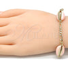Pulsera Elegante 03.63.2091.1.08 Oro Laminado, Diseño de Concha, Esmaltado Rosado, Tono Dorado (04 MM Thickness, 8 Inches Length)