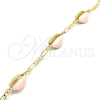 Pulsera Elegante 03.63.2091.1.08 Oro Laminado, Diseño de Concha, Esmaltado Rosado, Tono Dorado (04 MM Thickness, 8 Inches Length)