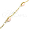 Pulsera Elegante 03.63.2091.1.10 Oro Laminado, Diseño de Concha, Esmaltado Rosado, Tono Dorado (04 MM Thickness, 10 Inches Length)