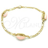 Pulsera Elegante 03.63.2091.1.10 Oro Laminado, Diseño de Concha, Esmaltado Rosado, Tono Dorado (04 MM Thickness, 10 Inches Length)