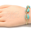 Pulsera Elegante 03.63.2092.08 Oro Laminado, Diseño de Concha, Esmaltado Turquesa, Tono Dorado (04 MM Thickness, 8 Inches Length)