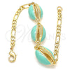 Pulsera Elegante 03.63.2092.08 Oro Laminado, Diseño de Concha, Esmaltado Turquesa, Tono Dorado (04 MM Thickness, 8 Inches Length)