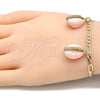 Pulsera de Dije 03.63.2093.1.08 Oro Laminado, Diseño de Concha, Esmaltado Rosado, Tono Dorado (04 MM Thickness, 8 Inches Length)