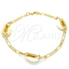 Tobillera Elegante 03.63.2083.10 Oro Laminado, Diseño de Concha, Pulido, Tono Dorado (04 MM Thickness, 10 Inches Length)
