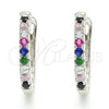 Argolla Huggie 02.332.0048.15 Plata Rodinada, con Zirconia Cubica Multicolor, Pulido, Rodinado