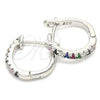 Argolla Huggie 02.332.0048.15 Plata Rodinada, con Zirconia Cubica Multicolor, Pulido, Rodinado