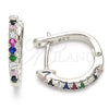 Argolla Huggie 02.332.0048.15 Plata Rodinada, con Zirconia Cubica Multicolor, Pulido, Rodinado