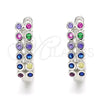 Argolla Huggie 02.332.0052.12 Plata Rodinada, con Zirconia Cubica Multicolor, Pulido, Rodinado