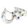 Argolla Huggie 02.332.0055.12 Plata Rodinada, con Zirconia Cubica Multicolor, Pulido, Rodinado