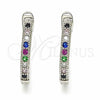 Argolla Huggie 02.332.0056.15 Plata Rodinada, con Zirconia Cubica Multicolor, Pulido, Rodinado