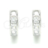 Argolla Huggie 02.332.0057.15 Plata Rodinada, con Zirconia Cubica Blanca, Pulido, Rodinado