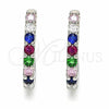 Argolla Huggie 02.332.0059.15 Plata Rodinada, con Zirconia Cubica Multicolor, Pulido, Rodinado