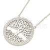 Collares con Dije 04.336.0133.16 Plata Rodinada, Diseño de Ãrbol, con Micro Pave Blanca, Pulido, Rodinado (Grosor 01 MM, 16 Pulgadas de Largo)
