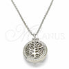 Collares con Dije 04.336.0137.16 Plata Rodinada, Diseño de Ãrbol, con Zirconia Cubica Blanca, Pulido, Rodinado (Grosor 01 MM, 16 Pulgadas de Largo)
