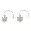 Arete Colgante 02.366.0001 Plata Rodinada, Diseño de Flor, con Zirconia Cubica Blanca, Pulido, Rodinado