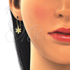Arete Colgante 02.366.0001.1 Plata Rodinada, Diseño de Flor, con Zirconia Cubica Blanca, Pulido, Tono Dorado