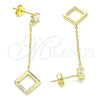 Arete Largo 02.366.0003.1 Plata Rodinada, con Zirconia Cubica Blanca, Pulido, Tono Dorado