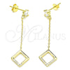 Arete Largo 02.366.0003.1 Plata Rodinada, con Zirconia Cubica Blanca, Pulido, Tono Dorado