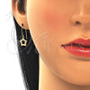 Arete Colgante 02.366.0017.1 Plata Rodinada, Diseño de Estrella, con Zirconia Cubica Blanca, Pulido, Tono Dorado