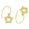 Arete Colgante 02.366.0017.1 Plata Rodinada, Diseño de Estrella, con Zirconia Cubica Blanca, Pulido, Tono Dorado