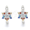 Argolla Huggie 02.186.0182.12 Plata Rodinada, con Zirconia Cubica Multicolor, Pulido, Rodinado