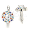 Argolla Huggie 02.186.0183.12 Plata Rodinada, con Zirconia Cubica Multicolor, Pulido, Rodinado