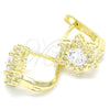 Argolla Huggie 02.186.0185.12 Plata Rodinada, con Zirconia Cubica Blanca, Pulido, Tono Dorado