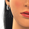 Argolla Huggie 02.186.0188.15 Plata Rodinada, Diseño de Ojo Griego, con Zirconia Cubica Blanca, Pulido, Rodinado
