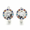 Argolla Huggie 02.186.0193.12 Plata Rodinada, con Zirconia Cubica Blanca y Cristal Multicolor, Pulido, Rodinado