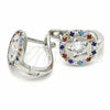 Argolla Huggie 02.186.0193.12 Plata Rodinada, con Zirconia Cubica Blanca y Cristal Multicolor, Pulido, Rodinado