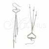 Arete Largo 02.285.0100 Plata Rodinada, Diseño de Corazón, Pulido, Rodinado