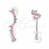 Arete Dormilona 02.367.0013 Plata Rodinada, con Zirconia Cubica Rosado, Pulido, Rodinado