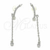 Arete Largo 02.367.0015 Plata Rodinada, con Zirconia Cubica Blanca, Pulido, Rodinado