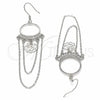 Arete Largo 02.367.0019 Plata Rodinada, Diseño de Flor, con Zirconia Cubica Blanca, Pulido, Rodinado