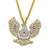 Dije Religioso 05.351.0047 Oro Laminado, Diseño de Águila, Pulido, Tres Tonos