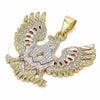 Dije Religioso 05.351.0047 Oro Laminado, Diseño de Águila, Pulido, Tres Tonos