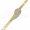 Pulsera Elegante 03.351.0057.07 Oro Laminado, con Blanca Cristal, Pulido, Tono Dorado (05 MM Thickness, 7 Inches Length)
