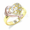 Anillo Multi Piedra 01.351.0001.09 Oro Laminado, Diseño de Delfín y Corazón, Pulido, Tres Tonos (Size 9)