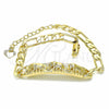 Pulsera con Placa 03.351.0019.1.07 Oro Laminado, Diseño de Elefante, Pulido, Tono Dorado (05 MM Thickness, 7 Inches Length)