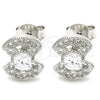 Arete Dormilona 02.369.0006 Plata Rodinada, con Zirconia Cubica Blanca, Pulido, Rodinado