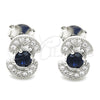 Arete Dormilona 02.369.0008.3 Plata Rodinada, con Zirconia Cubica Zafiro Azul y Blanca, Pulido, Rodinado