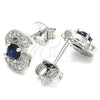 Arete Dormilona 02.369.0008.3 Plata Rodinada, con Zirconia Cubica Zafiro Azul y Blanca, Pulido, Rodinado