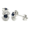 Arete Dormilona 02.369.0008.3 Plata Rodinada, con Zirconia Cubica Zafiro Azul y Blanca, Pulido, Rodinado