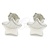 Arete Dormilona 02.369.0017 Plata Rodinada, Diseño de Estrella, Pulido, Rodinado