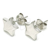 Arete Dormilona 02.369.0017 Plata Rodinada, Diseño de Estrella, Pulido, Rodinado