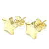 Arete Dormilona 02.369.0017.1 Plata Rodinada, Diseño de Estrella, Pulido, Tono Dorado